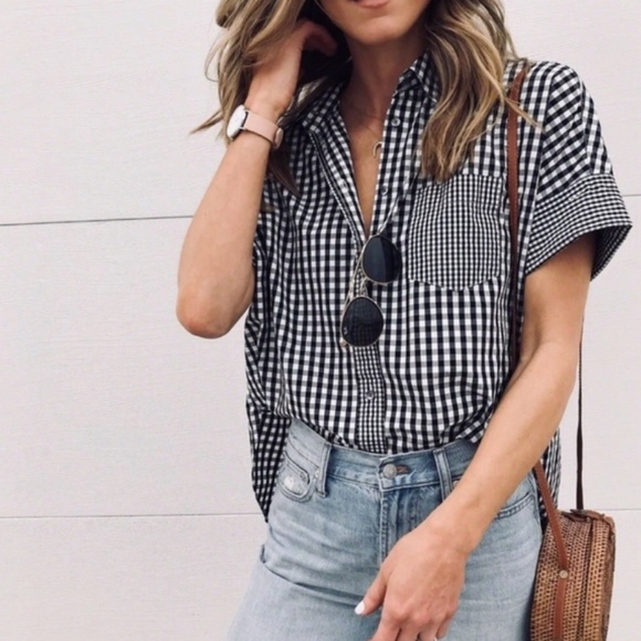 Madewell gingham-play button-down shirt - Picture 1 of 8